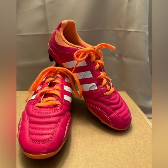 Adidas neon Pink Orange Soccer Shoes cleats size 7.5 football athletic sport - Picture 1 of 10
